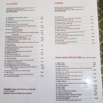 Khun Dang Thai Restaurant - Menu back - Thai Near Me - Chatsworth, California Khun Dang Thai Restaurant - Menu back - Thai Near Me - Chatsworth, California