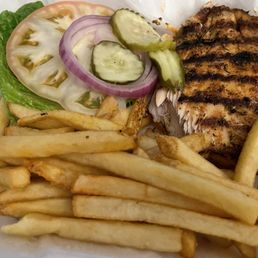 Mahi mahi sandwich and fries to go Mahi mahi sandwich and fries to go