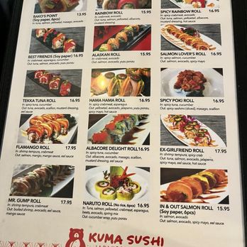 Kuma Sushi - Menu as of 11/2025 - Sushi Bars Near Me - Bakersfield, California