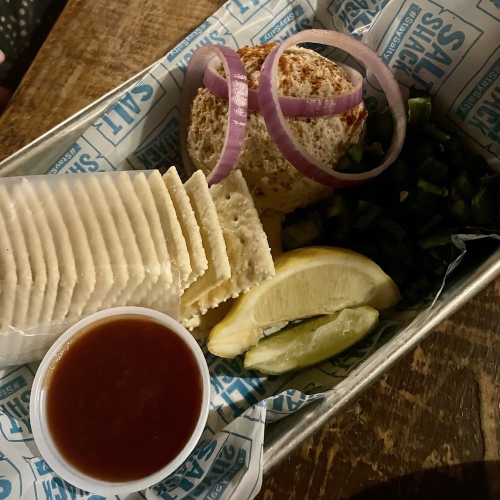 Salt Shack - Mahi Fish Spread. Jalapeños and spicy sauce. Yum. - Seafood Near Me - Clermont, Florida Salt Shack - Mahi Fish Spread. Jalapeños and spicy sauce. Yum. - Seafood Near Me - Clermont, Florida