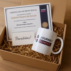 Journey School - Journey School graduation kit with proficiency certificate and personalized mug.