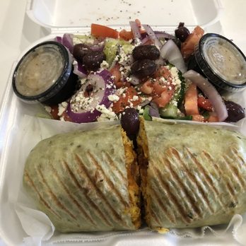 Lemon Zest Cafe - Chipotle chicken wrap w/Greek salad. - Mediterranean Near Me - Glendale, California