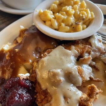 Cracker Barrel Old Country Store - Fried turkey, mashed potatoes, and Mac and cheese. I had already taken bites before I took the photo but it was delicious. - Southern Near Me - Bakersfield, California Cracker Barrel Old Country Store - Fried turkey, mashed potatoes, and Mac and cheese. I had already taken bites before I took the photo but it was delicious. - Southern Near Me - Bakersfield, California