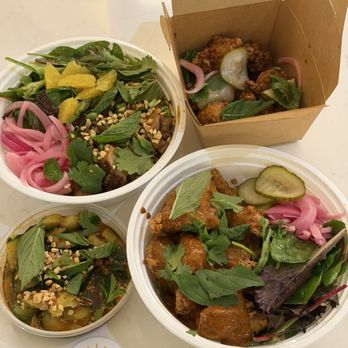Golden Boy - Chicken Karaage, Smashed Cucumbers, Honey Salsa Macha Chicken Bowl, Orange Chicken - Salad Near Me - Austin, Texas