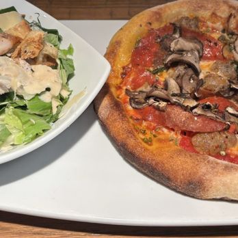 California Pizza Kitchen - MUSHROOM PEPPERONI SAUSAGE PIZZA AND Grilled Chicken Classic Caesar Salad - Pizza Near Me - Orlando, Florida California Pizza Kitchen - MUSHROOM PEPPERONI SAUSAGE PIZZA AND Grilled Chicken Classic Caesar Salad - Pizza Near Me - Orlando, Florida