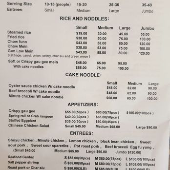 Temple Valley's Chinese Restaurant - Party pan orders - Chinese Near Me - Kaneohe, Hawaii