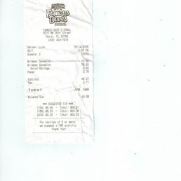 Receipt for the lunch specials at Doral!!!