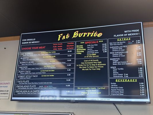Menu photo 1 Fat Burrito Rancho Cucamonga, CA