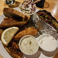 Wildflower Supper Club - Perch plate with fully loaded baked potato