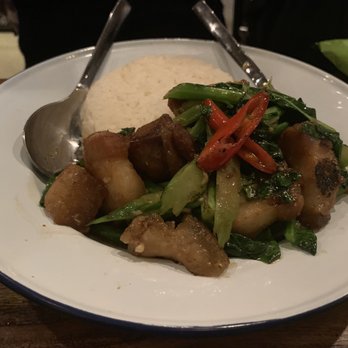 Sup Thai Kitchen - Sautéed Chinese broccoli with crispy pork - Thai Near Me - Fresh Meadows, New York Sup Thai Kitchen - Sautéed Chinese broccoli with crispy pork - Thai Near Me - Fresh Meadows, New York