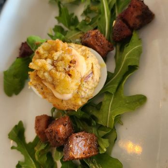 Marker 32 - Deviled eggs with oyster. - Seafood Near Me - Jacksonville, Florida