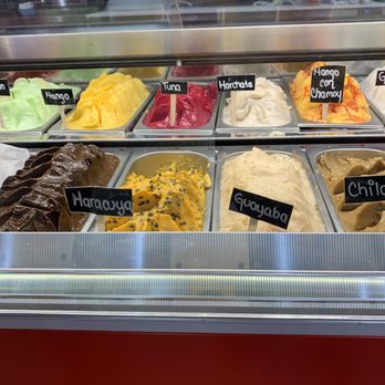 Viva Cafe - Additional flavorz including (starting from upper left) Mango, Tuna, Horchata, Mango con chamoy, Maracuyá, Guayaba - Ice Cream & Frozen Yogurt Near Me - Los Angeles, California Viva Cafe - Additional flavorz including (starting from upper left) Mango, Tuna, Horchata, Mango con chamoy, Maracuyá, Guayaba - Ice Cream & Frozen Yogurt Near Me - Los Angeles, California