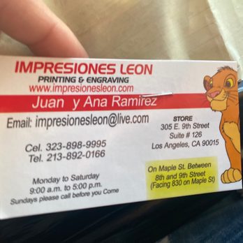 Impresiones Leon - Business card - Party Supplies Near Me - Los Angeles, California Impresiones Leon - Business card - Party Supplies Near Me - Los Angeles, California