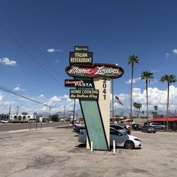 Mama Louisa's Italian Restaurant & Catering - 70 year old sign in parking lot..._this thing has seen its time in the Arizona Sun!