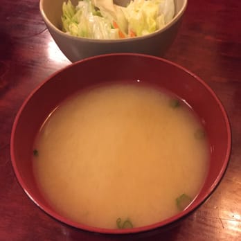 Joy Sushi - Miso soup and side salad - Sushi Bars Near Me - San Mateo, California