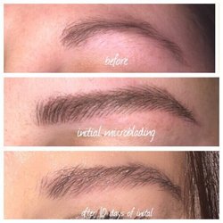 Blushed Beauty Bar - Microblading before right after and 10 days healed before the touchup !