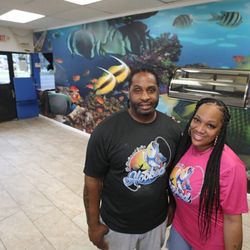 Hooked Fish Market - The inside of Hooked Fish with the owners.