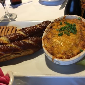Sunset Grille - Excellent crab dip served with soft pretzel bread and crackers. - Seafood Near Me - Ocean City, Maryland