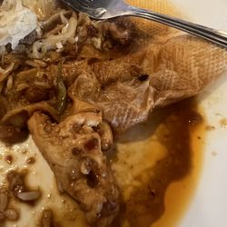 Chan's Chinese Restaurant - I ordered Kung Pao chicken with cabbage. It was drenched in oil not sauce! I tried soaking up some of the grease with my napkin.