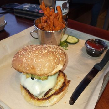 BRGR Bar - Bison burger with gouda cheese and sweet potato fries - Burgers Near Me - Portsmouth, New Hampshire BRGR Bar - Bison burger with gouda cheese and sweet potato fries - Burgers Near Me - Portsmouth, New Hampshire