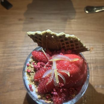 Monteverde - Vanilla bean panna cotta raspberry sorbet - Italian Near Me - Chicago, Illinois