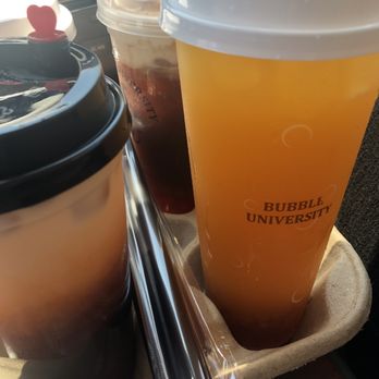 Bubble University - Thai tea and mango green tea with golden boba - Bubble Tea Near Me - Roseville, California Bubble University - Thai tea and mango green tea with golden boba - Bubble Tea Near Me - Roseville, California