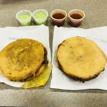 Empanada Mama - Hell's Kitchen - Cheesesteak arepa and Spicy chicken arepa - Latin American Near Me - New York, New York