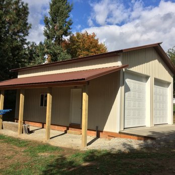 J&M Construction Services - 24'x36'x12' pole building with 8'x36' dropped lean-to and two overhead doors. - General Contractors Near Me - Moyie Springs, Idaho J&M Construction Services - 24'x36'x12' pole building with 8'x36' dropped lean-to and two overhead doors. - General Contractors Near Me - Moyie Springs, Idaho