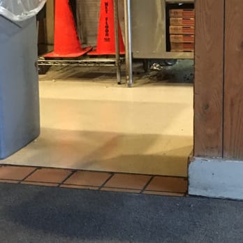 Round Table Pizza - orange cones on the floor - Pizza Near Me - Eureka, California Round Table Pizza - orange cones on the floor - Pizza Near Me - Eureka, California
