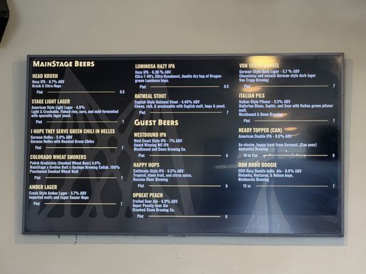 Menu photo 1 MainStage Brewing Lyons, CO