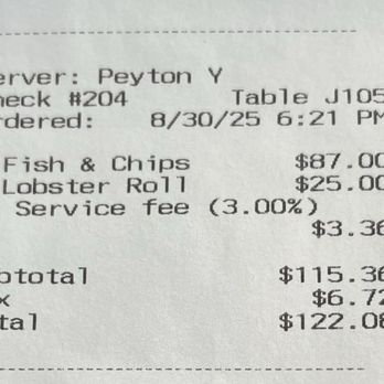 Snug Harbor - Receipt from Meal - American Near Me - Grand Haven, Michigan