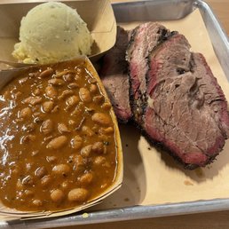 Potato salad, beans, brisket Potato salad, beans, brisket