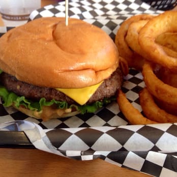 Grinderz - Cheeseburger w/ Onion Rings - Burgers Near Me - Huntington Beach, California