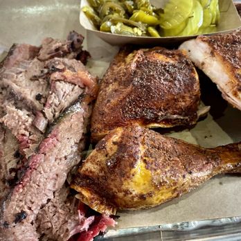 Heim Barbecue - 2 meat plate Prime Fatty brisket, and half a chicken - Barbeque Near Me - Fort Worth, Texas