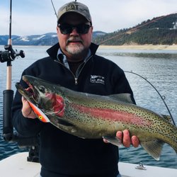 Chancy And Dave's Fish Camp - Dave and a nice rainbow caught with PlugIt Tackle