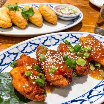 Glur - Peek Gai Tod (Fried Chicken Wings) and Vegan Curry Puff - Thai Near Me - New York, New York Glur - Peek Gai Tod (Fried Chicken Wings) and Vegan Curry Puff - Thai Near Me - New York, New York