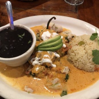 Hacienda Don Cuco - Seafood Chile Relleno with black beans. - Mexican Near Me - Lancaster, California Hacienda Don Cuco - Seafood Chile Relleno with black beans. - Mexican Near Me - Lancaster, California