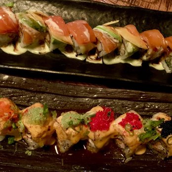 Fúdo - *Euphoria!! Shrimp tempura, asparagus Topped with salmon, mango, avocado, wasabi lime, kabayaki *A Star is Born - Asian Fusion Near Me - Chamblee, Georgia Fúdo - *Euphoria!! Shrimp tempura, asparagus Topped with salmon, mango, avocado, wasabi lime, kabayaki *A Star is Born - Asian Fusion Near Me - Chamblee, Georgia