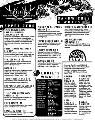 Menu photo 5 Louie's Trophy House Kalamazoo, MI