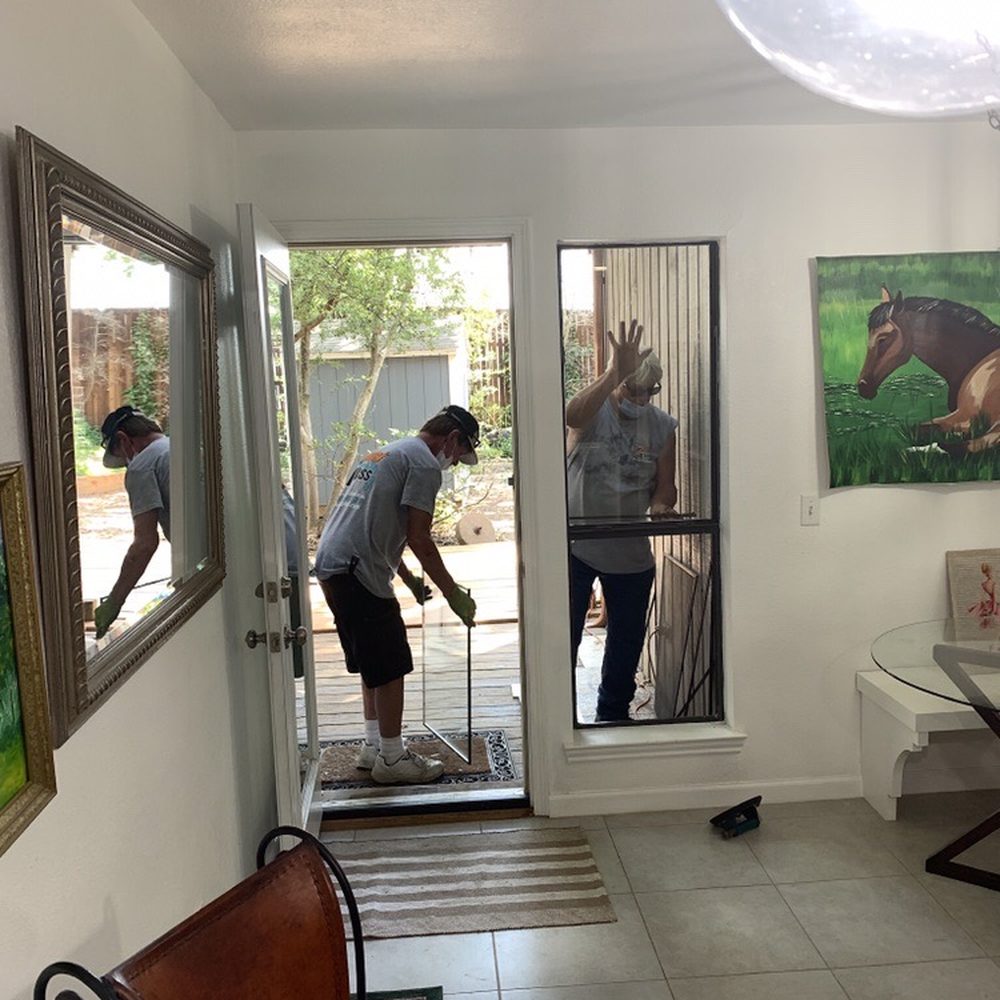 DFW Quick Glass - Steve and his worker installing the new clear glass window in the dining room/kitchen area. - Glass & Mirrors Near Me DFW Quick Glass - Steve and his worker installing the new clear glass window in the dining room/kitchen area. - Glass & Mirrors Near Me