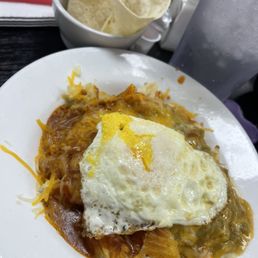 Carne adovada papas bowl with red and green chile