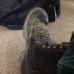 Archer's Grizzly Boot - What a pair of whites looks like three years later, dirty, but still in perfect condition after a LOT of hard work.