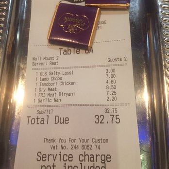 Tayyabs - Bill for two - Indian Near Me - London, XGL Tayyabs - Bill for two - Indian Near Me - London, XGL
