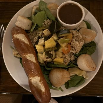 The Stone Cellar - Roasted vegetable quinoa bowl with scallops - Seafood Near Me - Altoona, Pennsylvania The Stone Cellar - Roasted vegetable quinoa bowl with scallops - Seafood Near Me - Altoona, Pennsylvania