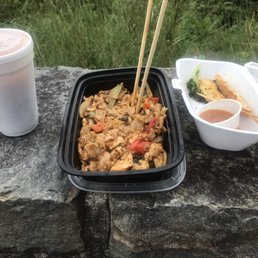 Drunken Noodles, Chicken Satay, Thai Iced Tea Drunken Noodles, Chicken Satay, Thai Iced Tea