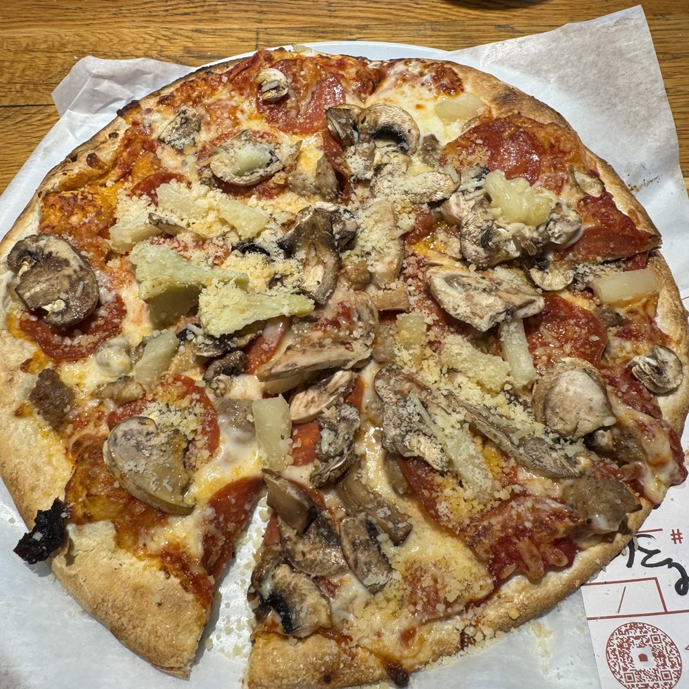 pepperoni mushrooms, sausage, pineapple and artichoke heart