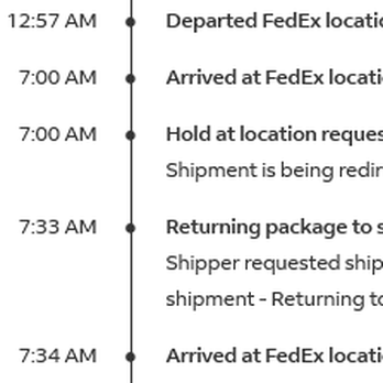 Remedy Liquor - FedEX tracking update showing the SHIPPER requested the item to be returned after it got all the way to my home state - Beer, Wine & Spirits Near Me - Glendale, California