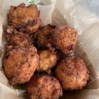 Big Ray's Fish Camp & Grille Riverwalk - Crunchy Conch Fritters that were unfortunately undercooked on the inside - Seafood Near Me - Tampa, Florida
