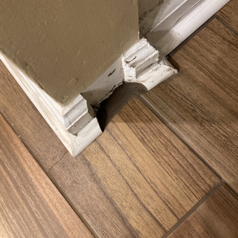 Huge gap between tile and wall Huge gap between tile and wall