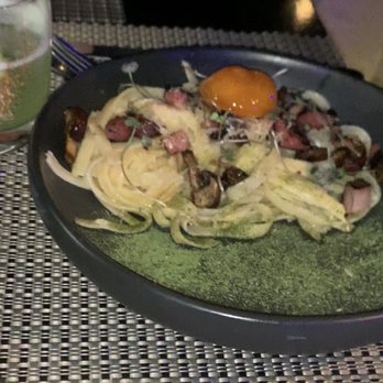Trazo 1810 - Fettuccini pasta with salted egg yolk - Mediterranean Near Me - San Miguel de Allende, GUA Trazo 1810 - Fettuccini pasta with salted egg yolk - Mediterranean Near Me - San Miguel de Allende, GUA
